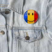 Badge Rond 5 Cm Drapeau roumain souriant (En situation)