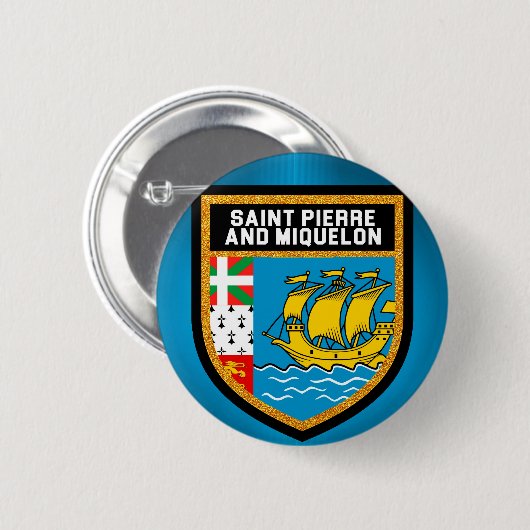 Badge Rond 5 Cm Drapeau Saint-Pierre-et-Miquelon (Devant & derrière)
