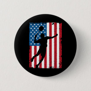 Badge Rond 5 Cm Drapeau sportif Vintage Usa Badminton