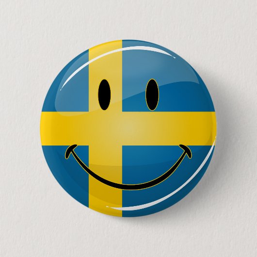 Badge Rond 5 Cm Drapeau suédois de sourire (Devant)