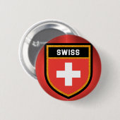 Badge Rond 5 Cm Drapeau suisse (Devant & derrière)