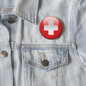 Badge Rond 5 Cm Drapeau suisse 2,0 (En situation)