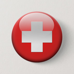 Badge Rond 5 Cm Drapeau suisse 2,0