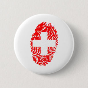 Badge Rond 5 Cm Drapeau Suisse empreintes digitales Country Pride