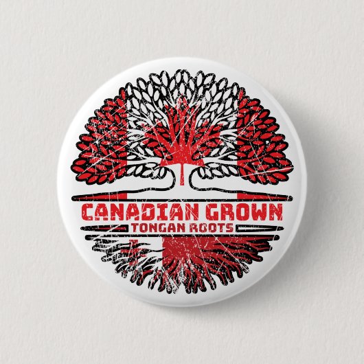 Badge Rond 5 Cm Drapeau Tonga Tongan Canada Tree Roots (Devant)
