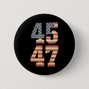 Badge Rond 5 Cm Drapeau Trump 45 47 Vintage Amérique USA