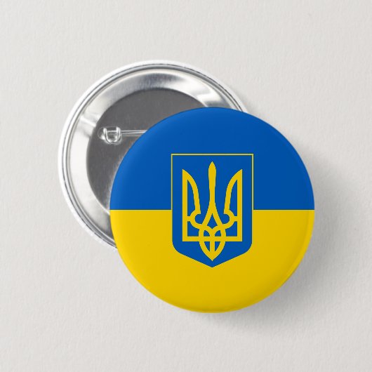 Badge Rond 5 Cm Drapeau ukrainien (Devant & derrière)