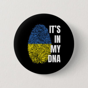 Badge Rond 5 Cm Drapeau ukrainien Empreinte digitale ADN Ukraine