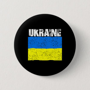 Badge Rond 5 Cm Drapeau ukrainien en détresse vintage Ukraine Supp