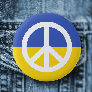 Badge Rond 5 Cm drapeau ukrainien symbole de paix Ukraine anti gue