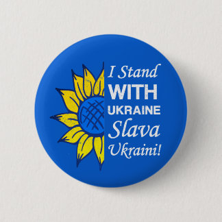 Badge Rond 5 Cm Drapeau Ukrainien Tournesol