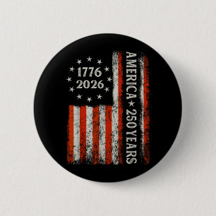 Badge Rond 5 Cm Drapeau USA 250 Ans Anniversaire 1776-2026 Liberté