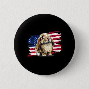 Badge Rond 5 Cm Drapeau Usa 4 Juillet Mini Holland Lop Lapin