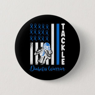 Badge Rond 5 Cm Drapeau USA Diabétique Bleu Diabète Type 1 Awar