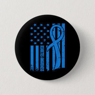 Badge Rond 5 Cm Drapeau Usa Guerrier Diabétique Bleu Diabète De Ty