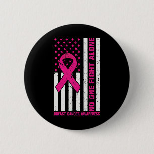 Badge Rond 5 Cm Drapeau Usa Pink Ribbon Personne ne combat le canc