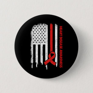 Badge Rond 5 Cm Drapeau Usa Rouge Ruban Sensibilisation aux maladi