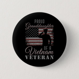 Badge Rond 5 Cm Drapeau Usa Soldat Fière Petite-Fille D'un Vietnam