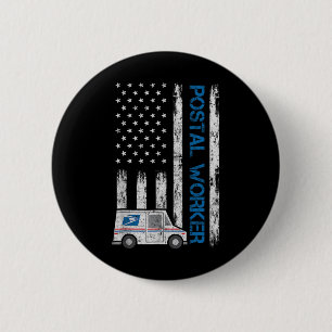 Badge Rond 5 Cm Drapeau Usa Travailleur Postal Patriotique Facteur