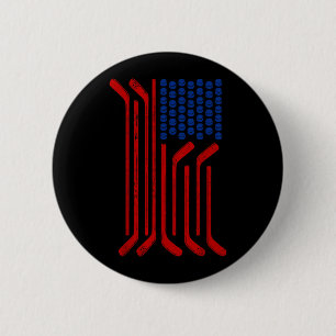 Badge Rond 5 Cm Drapeau USA vintage Hockey sur glace américain Pat