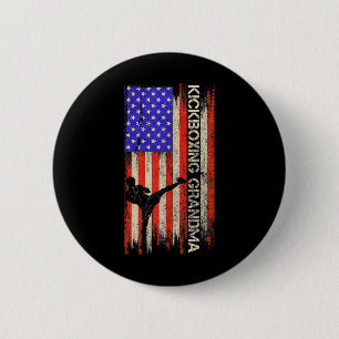Badge Rond 5 Cm Drapeau Usa Vintage Mma Kickboxing Combattante Gra