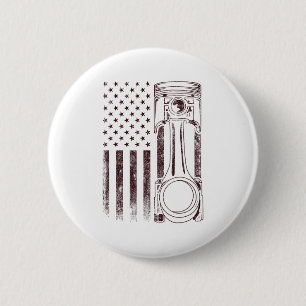 Badge Rond 5 Cm Drapeau vintage Américain Piston Funny Muscle Car