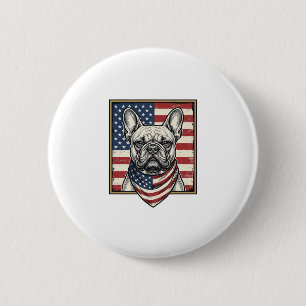 Badge Rond 5 Cm Drapeau vintage de Bulldog français patriotique