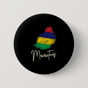 Badge Rond 5 Cm Drapeau vintage de l'île Maurice Océan Indien Vaca