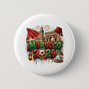 Badge Rond 5 Cm Drapeau Vintage Marocain Marocain Africain