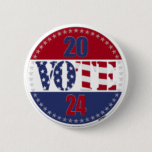 Badge Rond 5 Cm Drapeau VOTE USA 2024