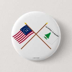 Badge Rond 5 Cm Drapeaux croisés de croiseurs de Bennington et de