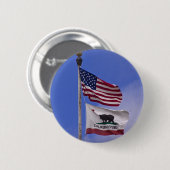 Badge Rond 5 Cm Drapeaux de l'ETAT AMÉRICAIN ET CALIFORNIEN (Devant & derrière)