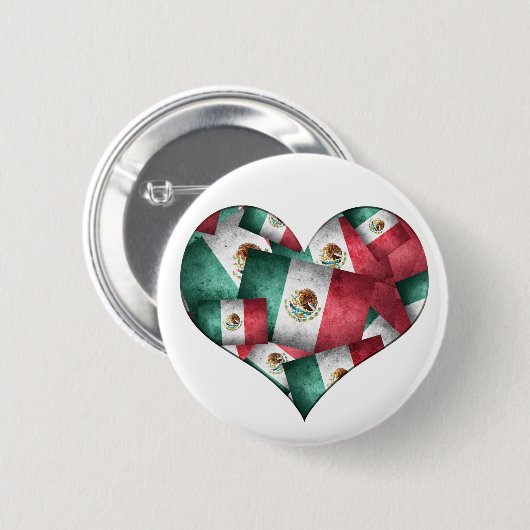 Badge Rond 5 Cm Drapeaux mexicains - Forme de coeur (Devant & derrière)