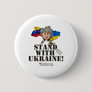 Badge Rond 5 Cm Drapeaux Ukraine Venezuela Zelensky Soutenez l'Ukr
