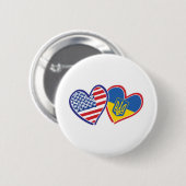 Badge Rond 5 Cm Drapeaux USA-Ukraine (Devant & derrière)