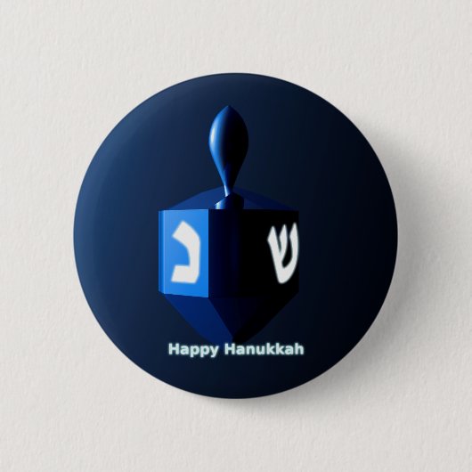 Badge Rond 5 Cm Dreidel bleu brillant (Devant)