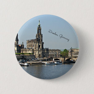 Badge Rond 5 Cm Dresde, paysage urbain de l'Allemagne