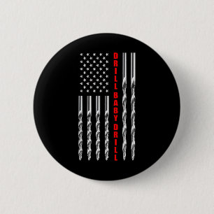 Badge Rond 5 Cm Drill Baby Drill American Flag Patriotique Donald
