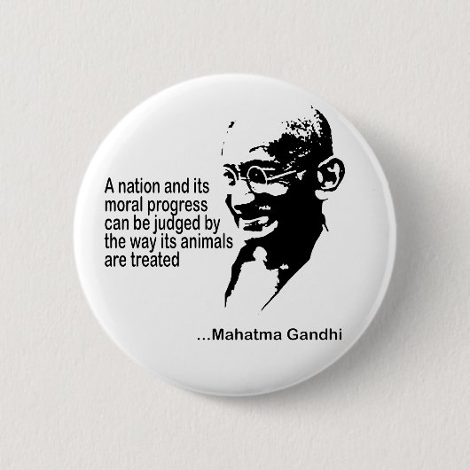 Badge Rond 5 Cm Droits des animaux de Mahatma Gandhi (Devant)