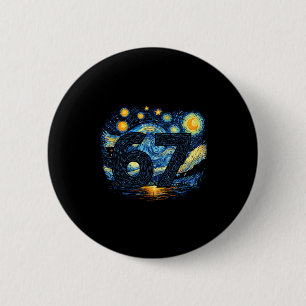 Badge Rond 5 Cm Drôle 67 Mème Six Sept Nuit Artistique Étoilée