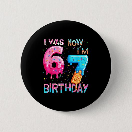 Badge Rond 5 Cm Drôle 7e Anniversaire Six Sept 6 (Devant)