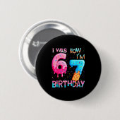 Badge Rond 5 Cm Drôle 7e Anniversaire Six Sept 6 (Devant & derrière)