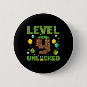 Badge Rond 5 Cm Drôle 9e anniversaire garçon gamer niveau 9 débloq