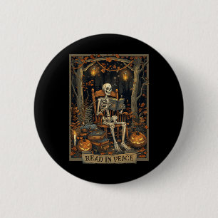 Badge Rond 5 Cm Drôle à lire en paix Squelette Halloween Lire Bynn