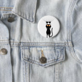 Badge Rond 5 Cm Drôle Accrocher sur le chat (En situation)
