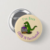 Badge Rond 5 Cm Drôle alligator vert cuisine dessin animé (Devant & derrière)