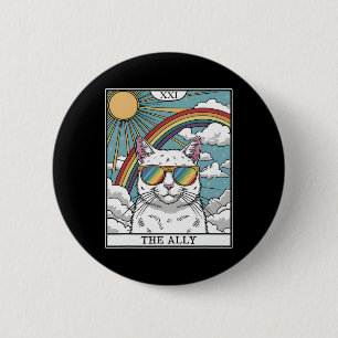 Badge Rond 5 Cm Drôle Ally Chat Lunettes de soleil Lgbtq Gay Lesbi