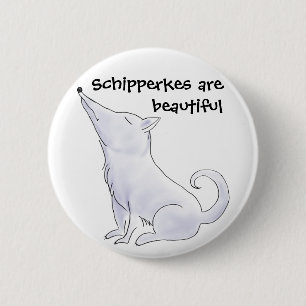 Badge Rond 5 Cm Drôle Aloof Schipperke Chig Dessin