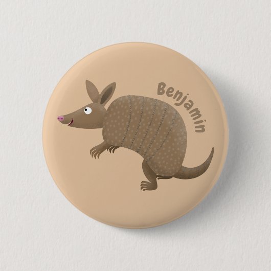 Badge Rond 5 Cm Drôle armadillo joyeux dessin animé (Devant)
