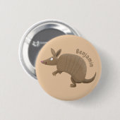 Badge Rond 5 Cm Drôle armadillo joyeux dessin animé (Devant & derrière)